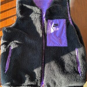 Nike Black and Purple Fleece Vest